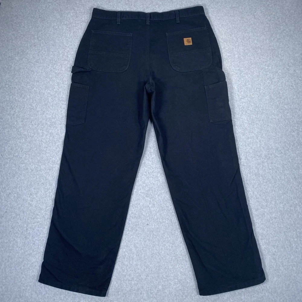 Carhartt Carpenter Pants Mens 38x32 Black Loose Fit Canvas Work B11-BLK